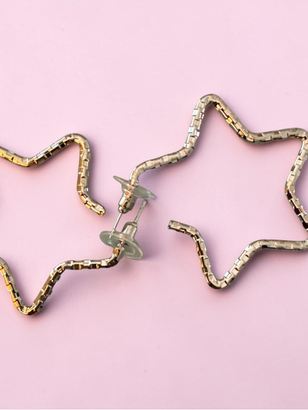 Silver Star Hoop Earrings